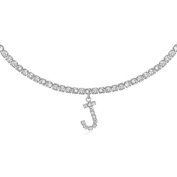 Diamond Style J Silver Pendant Fashion Necklace - Picture 1 of 2